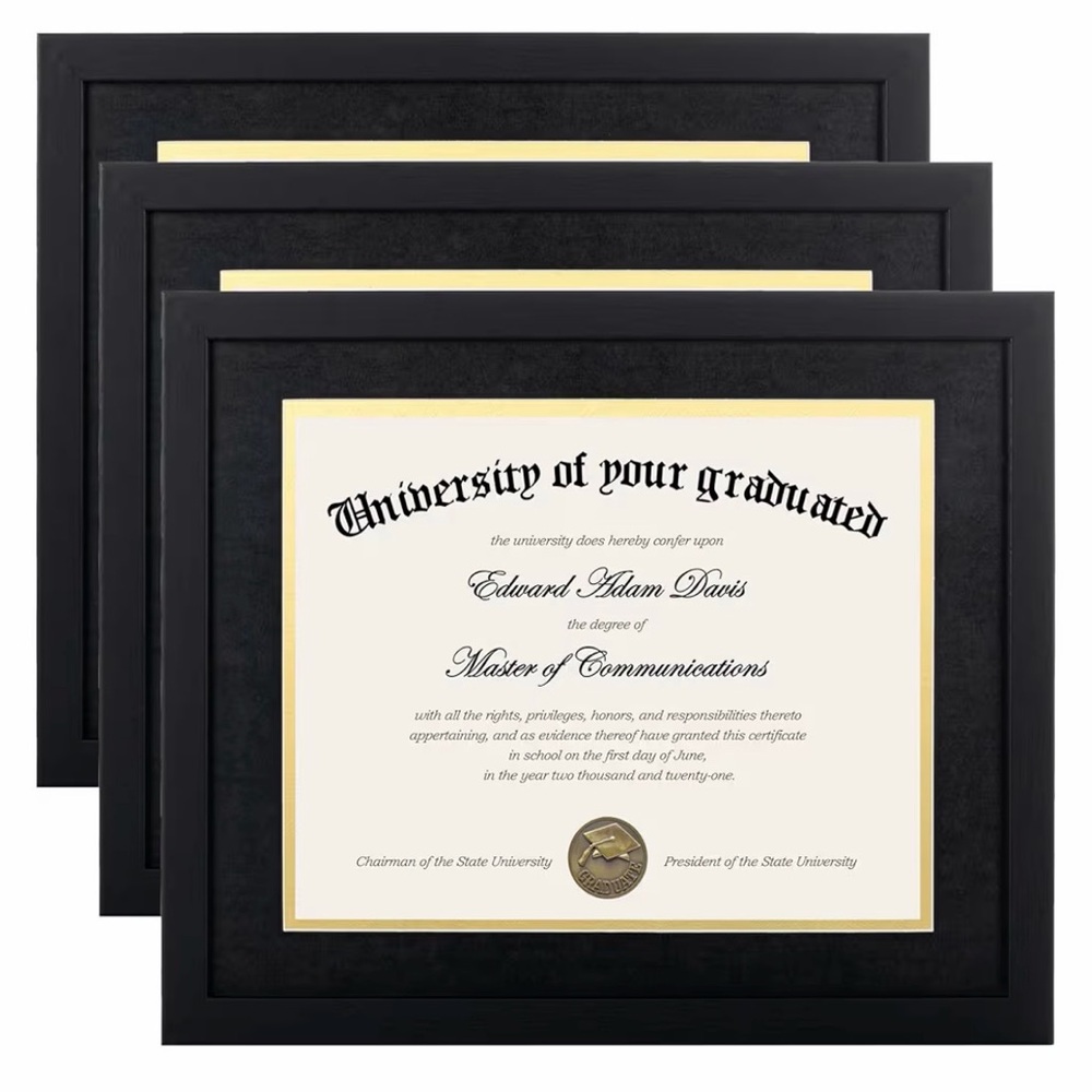 Simple Black and Gold Certificate Frame Set